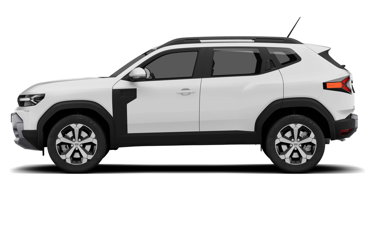 Dacia Duster de la generación actual visto de perfil, con sus 4.343 mm de longitud