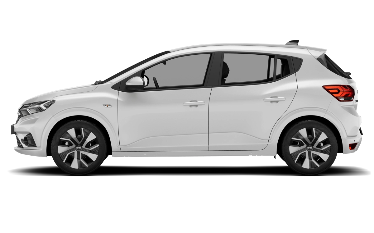 Dacia Sandero visto de perfil, con sus 4.102 mm de longitud y 2.604 mm de distancia entre ejes