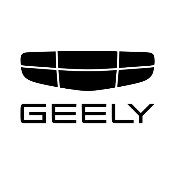 Logo de Geely: un emblema horizontal de franjas curvas sobre GEELY