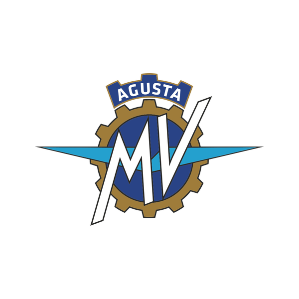 Logo de MV Agusta: un engranaje azul con alas y las letras MV