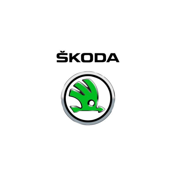 Logo de Škoda: una flecha con alas dentro de un círculo verde