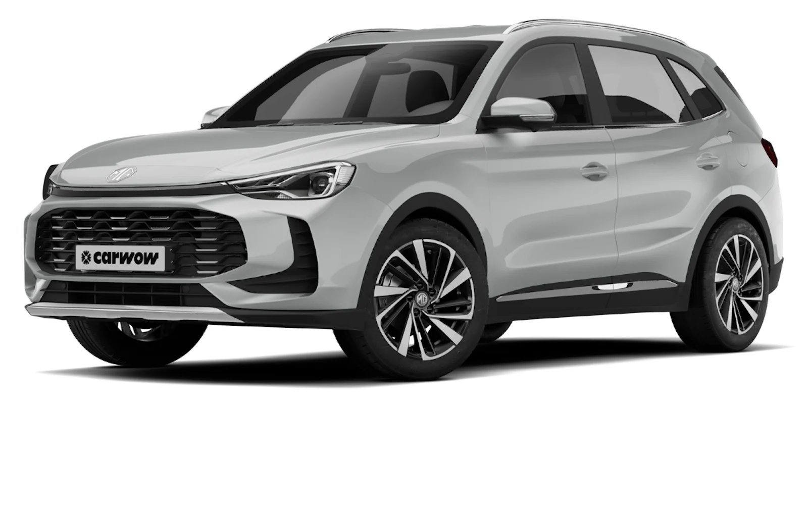 MG ZS de la generación 2025 visto de frente y en tres cuartos, con la parrilla en panal y los faros afilados